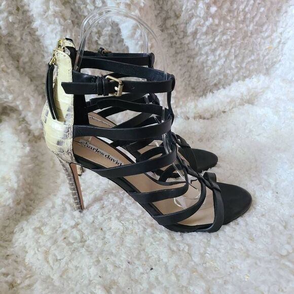 Charles David‎ Idealize Snakeskin Strappy Heels sz 6 - Picture 1 of 5